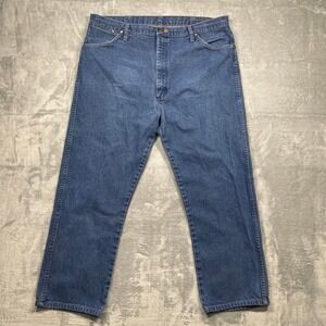 Wrangler Men Vintage Blue Denim Jeans 40 x 36 Classic Straight Leg Workwear